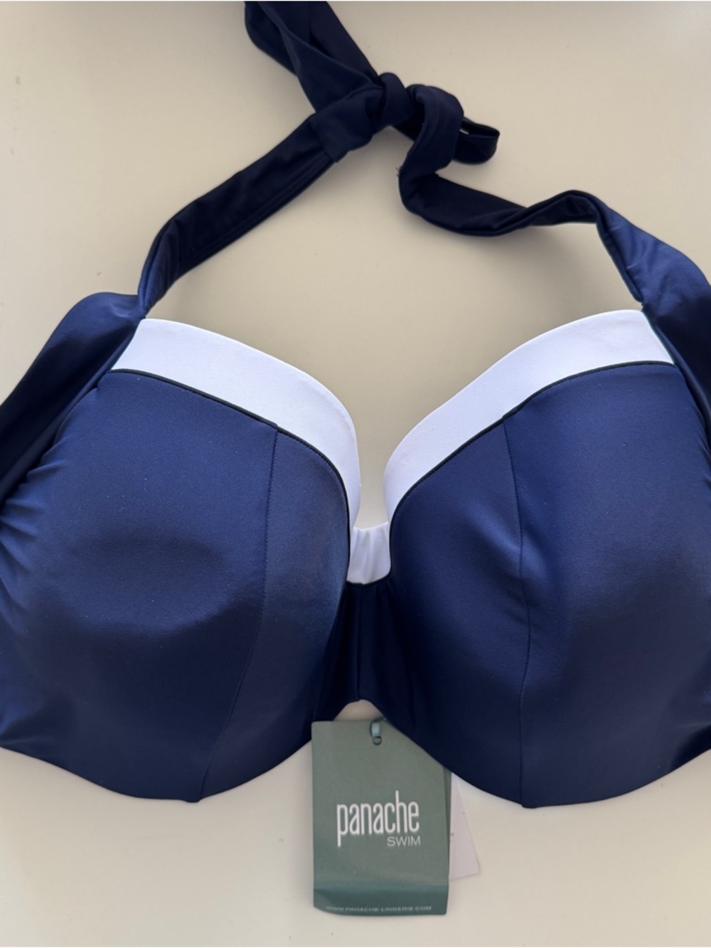 40GG Panache Navy/White Multiway Bikini Top (top only—bottoms listed separately)